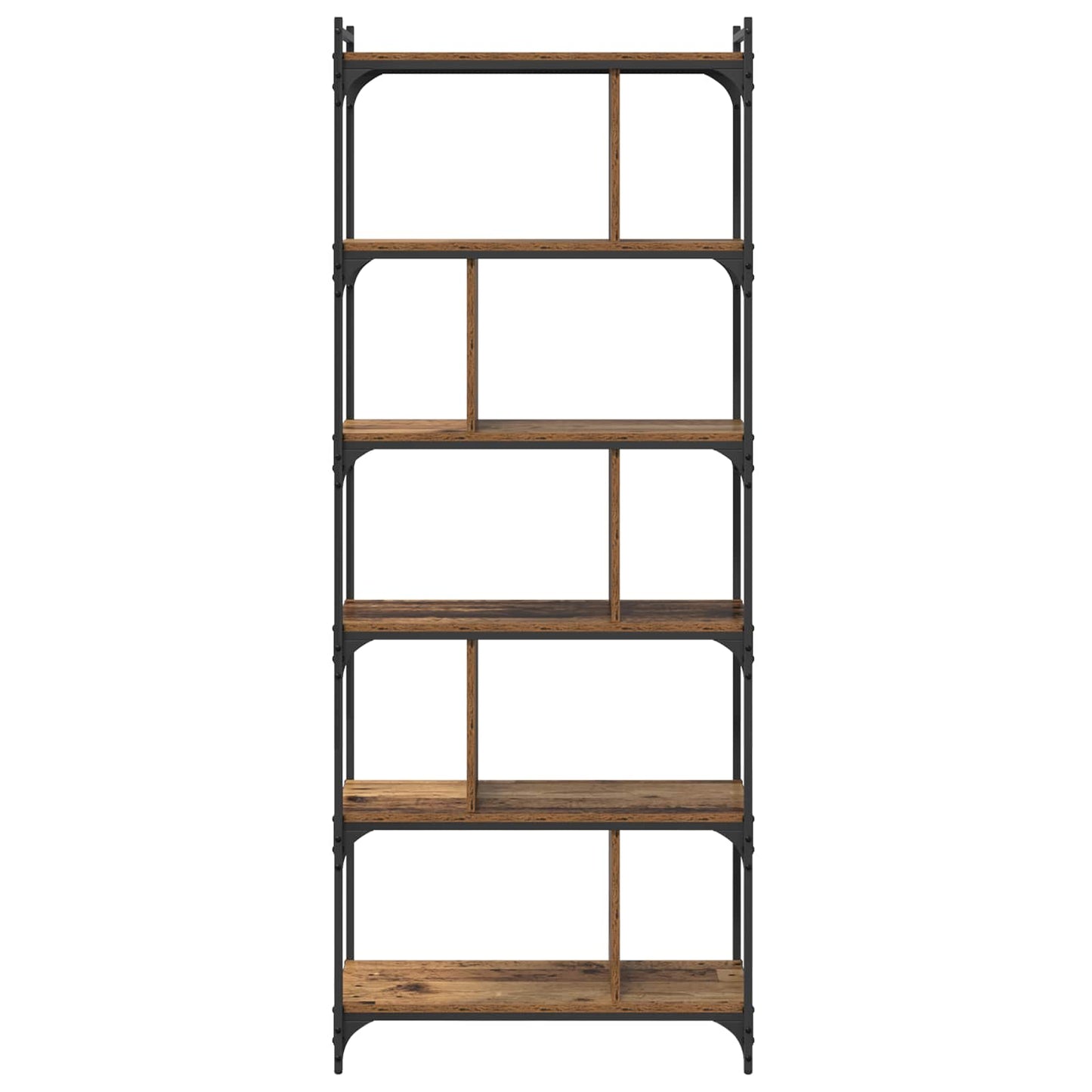 Bogreol 5 niveauer 76 x 32 x 192 cm Konstrueret træ Gammelt træ