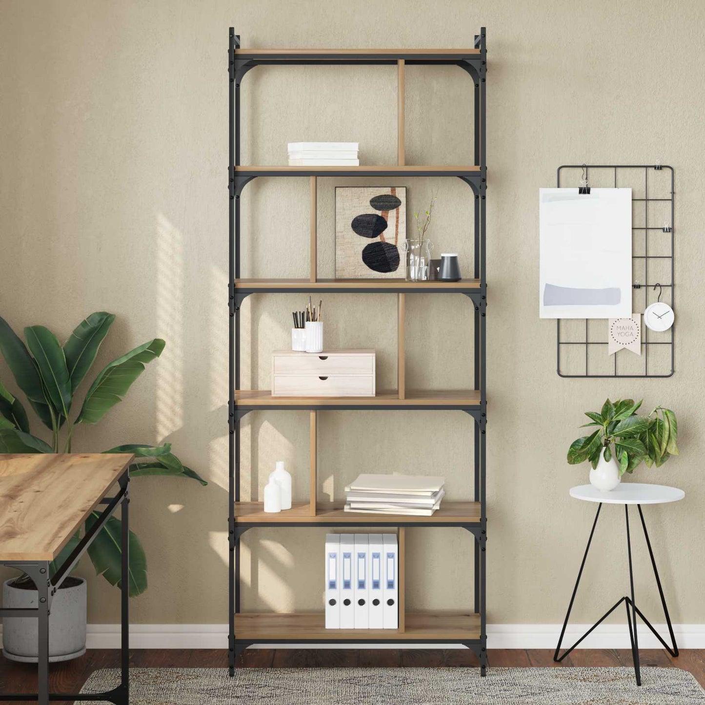 Bogreol 5 niveauer 76 x 32 x 192 cm Konstrueret træ artisan eg