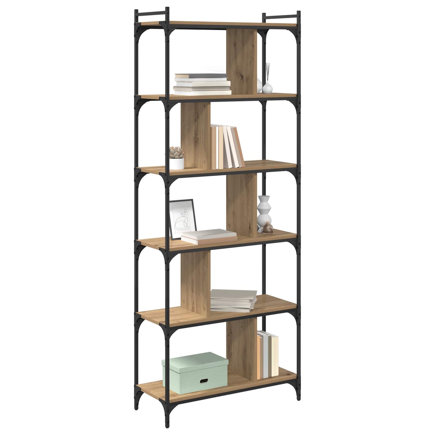 Bogreol 5 niveauer 76 x 32 x 192 cm Konstrueret træ artisan eg