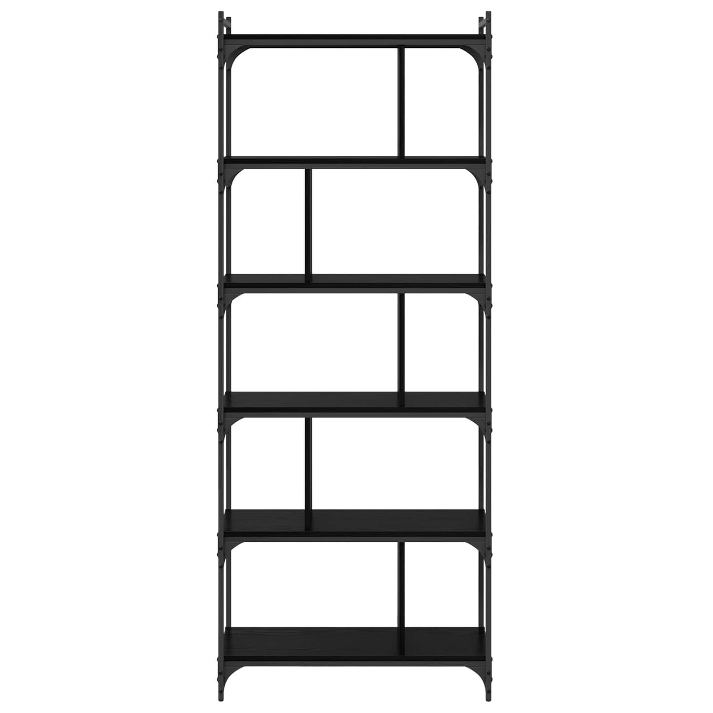 Bogreol 5 niveauer 76 x 32 x 192 cm Konstrueret træ Sort eg