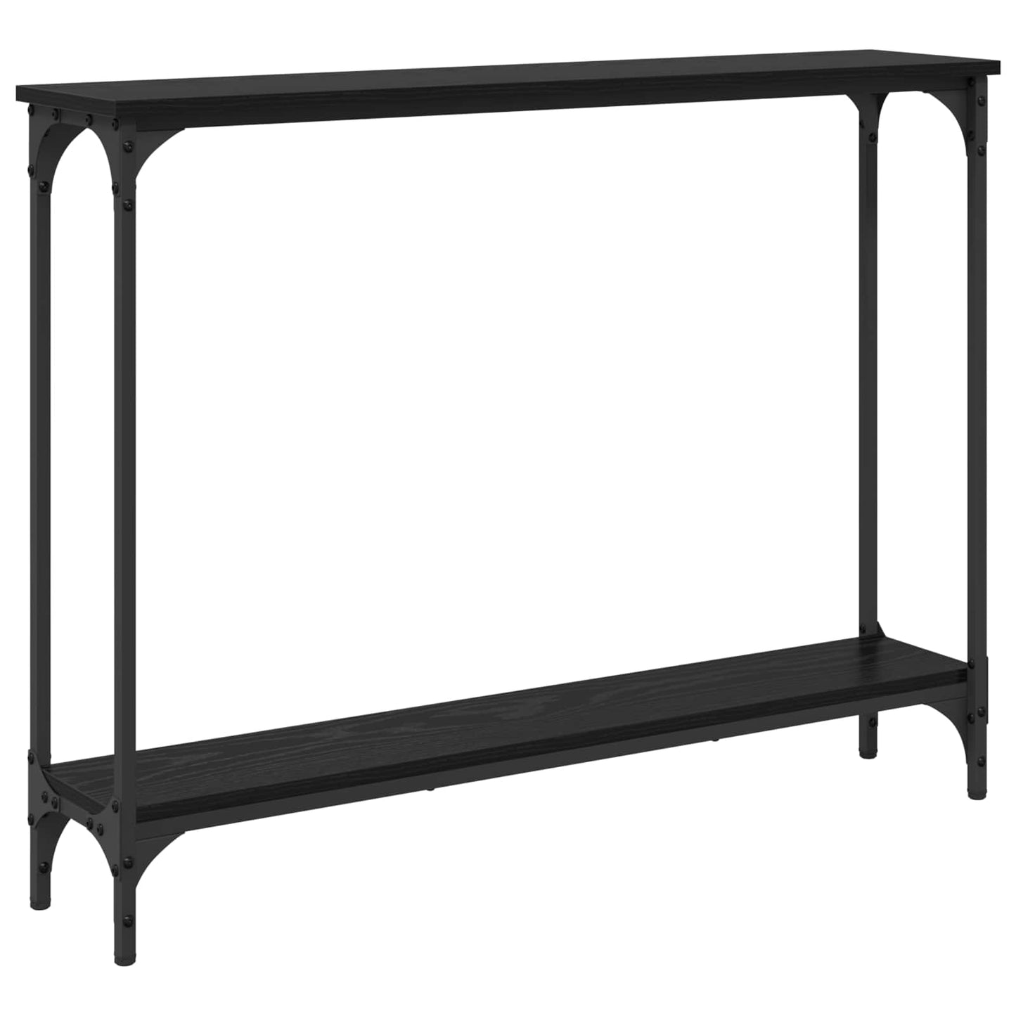 Konsolbord med hylde Sort eg 100 x 22,5 x 75 cm Konstrueret træ