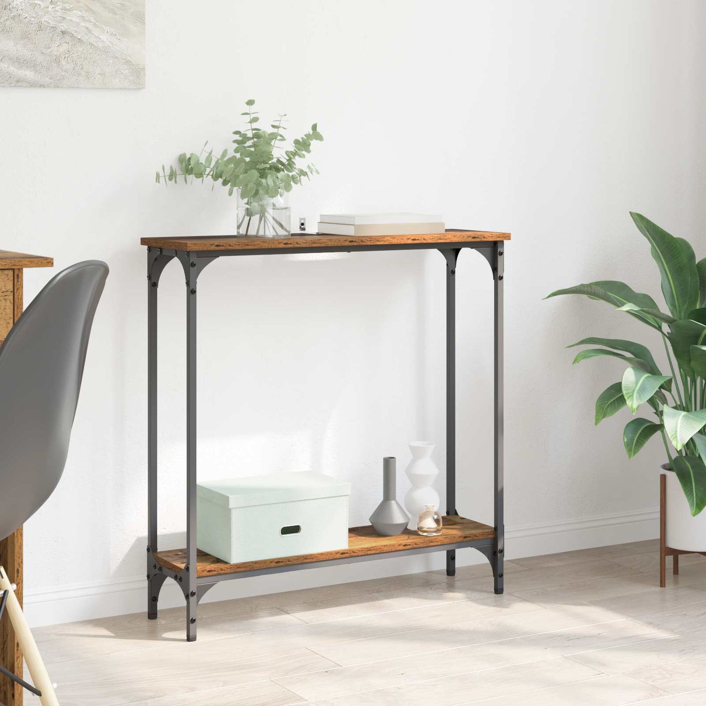 Konsolbord Gammelt træ 75 x 22,5 x 75 cm Konstrueret træ