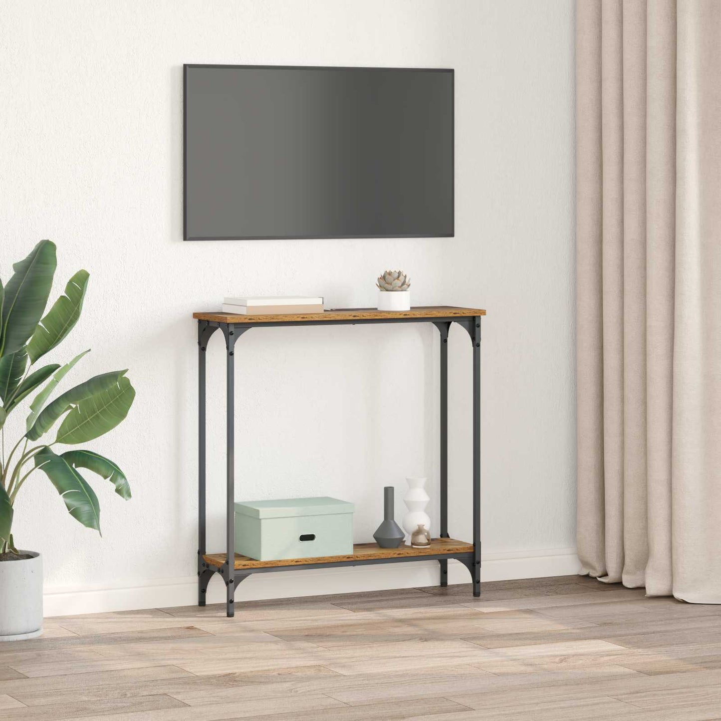 Konsolbord Gammelt træ 75 x 22,5 x 75 cm Konstrueret træ