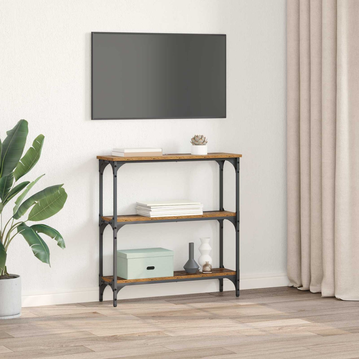 Konsolbord Gammelt træ 75 x 22,5 x 75 cm Konstrueret træ