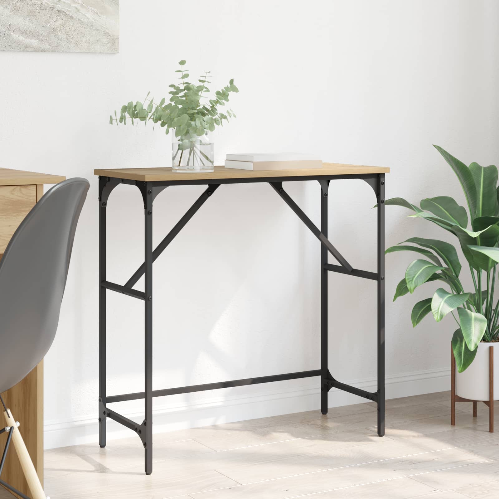 Konsolbord Artisan Egetræ 75 x 32 x 75 cm Konstrueret træ billede