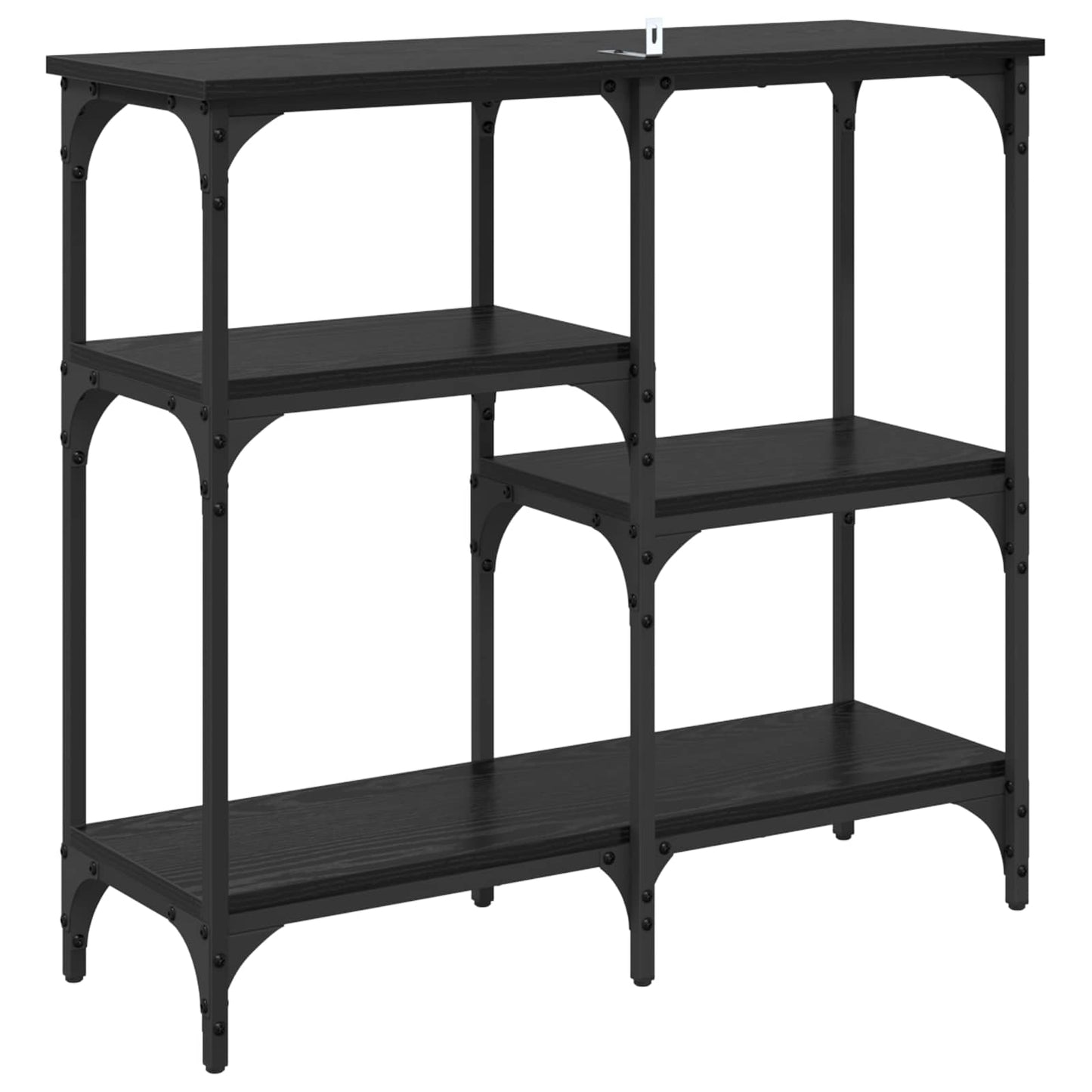 Konsolbord med hylde Sort eg 80 x 29 x 75 cm Konstrueret træ