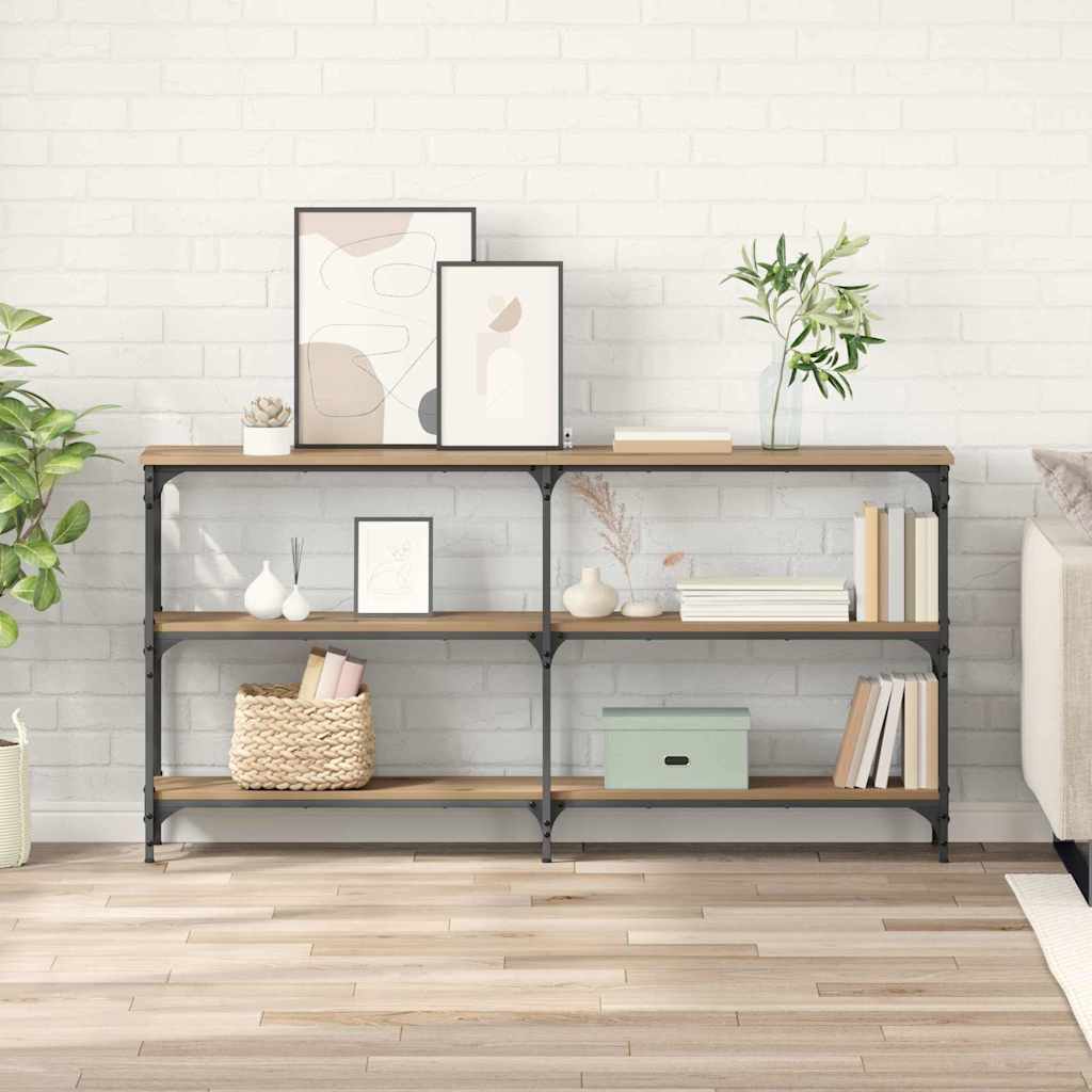 Konsolbord Artisan Egetræ 150 x 29 x 75 cm Samlet træ og metal billede