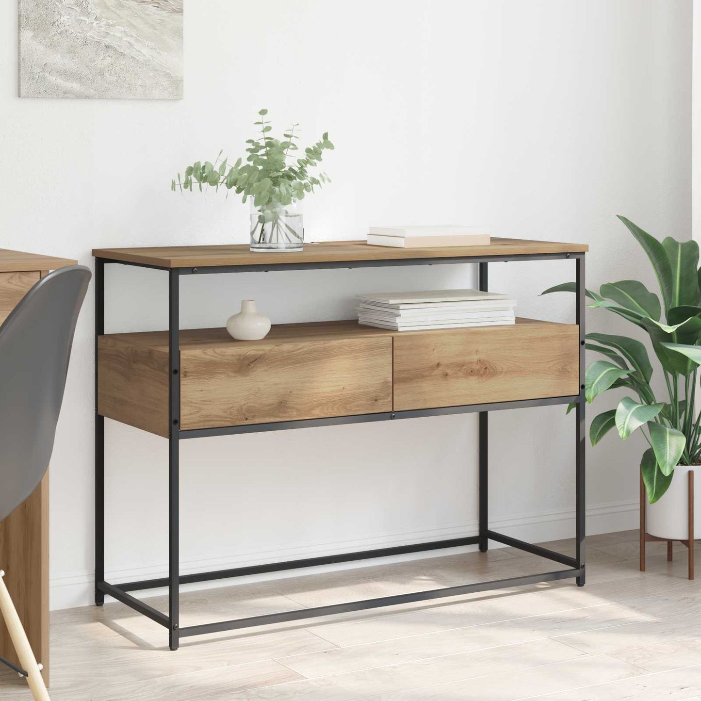 Konsolbord Artisan Egetræ 100 x 40 x 75 cm Konstrueret træ