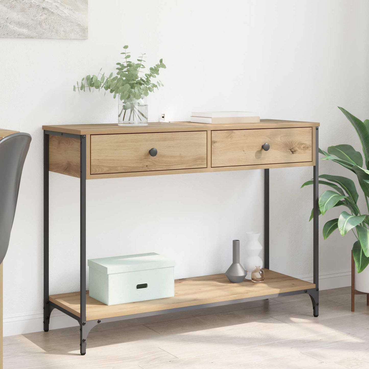 Konsolbord Artisan Egetræ 100 x 34,5 x 75 cm Konstrueret træ