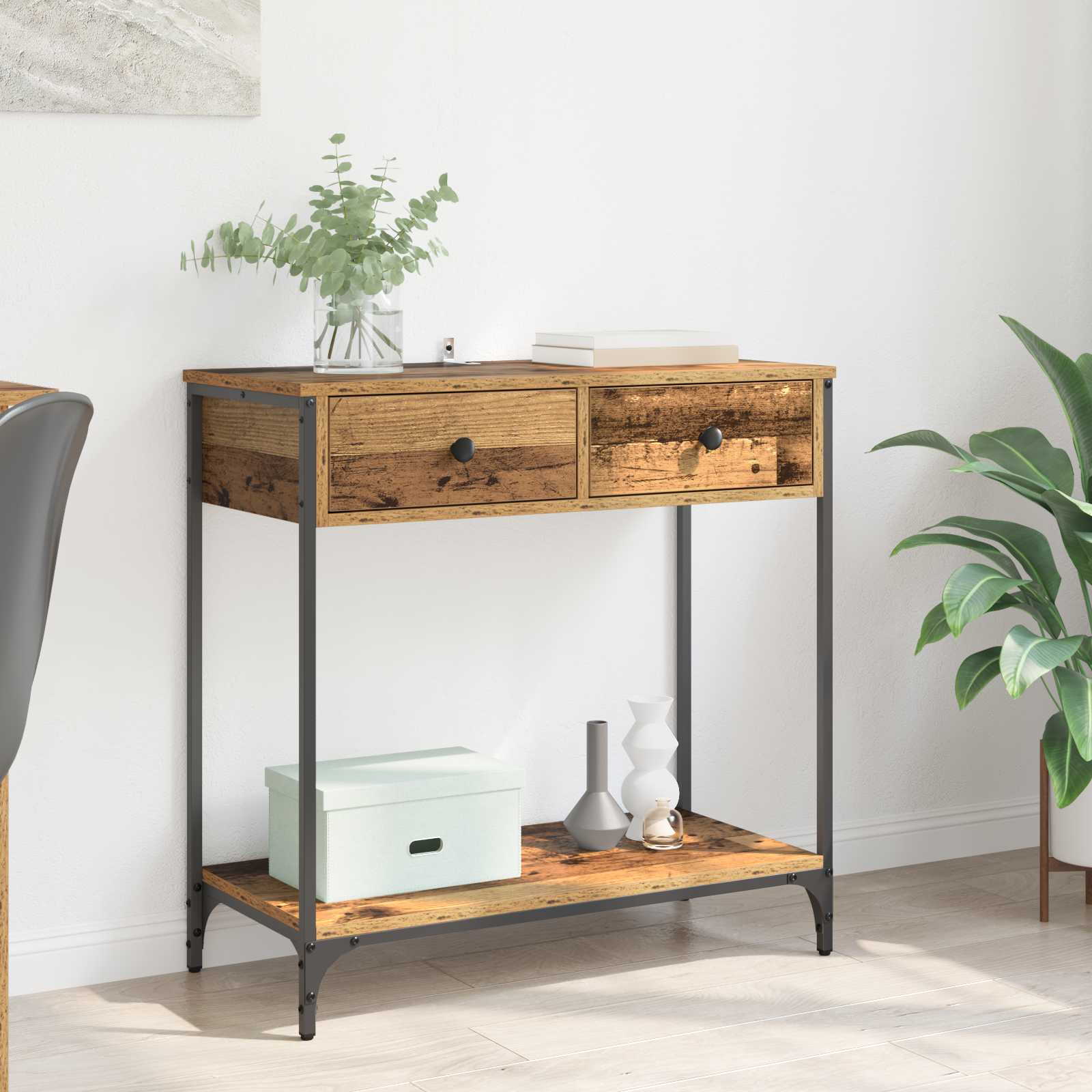 Konsolbord Gammelt træ 75 x 34,5 x 75 cm Konstrueret træ billede