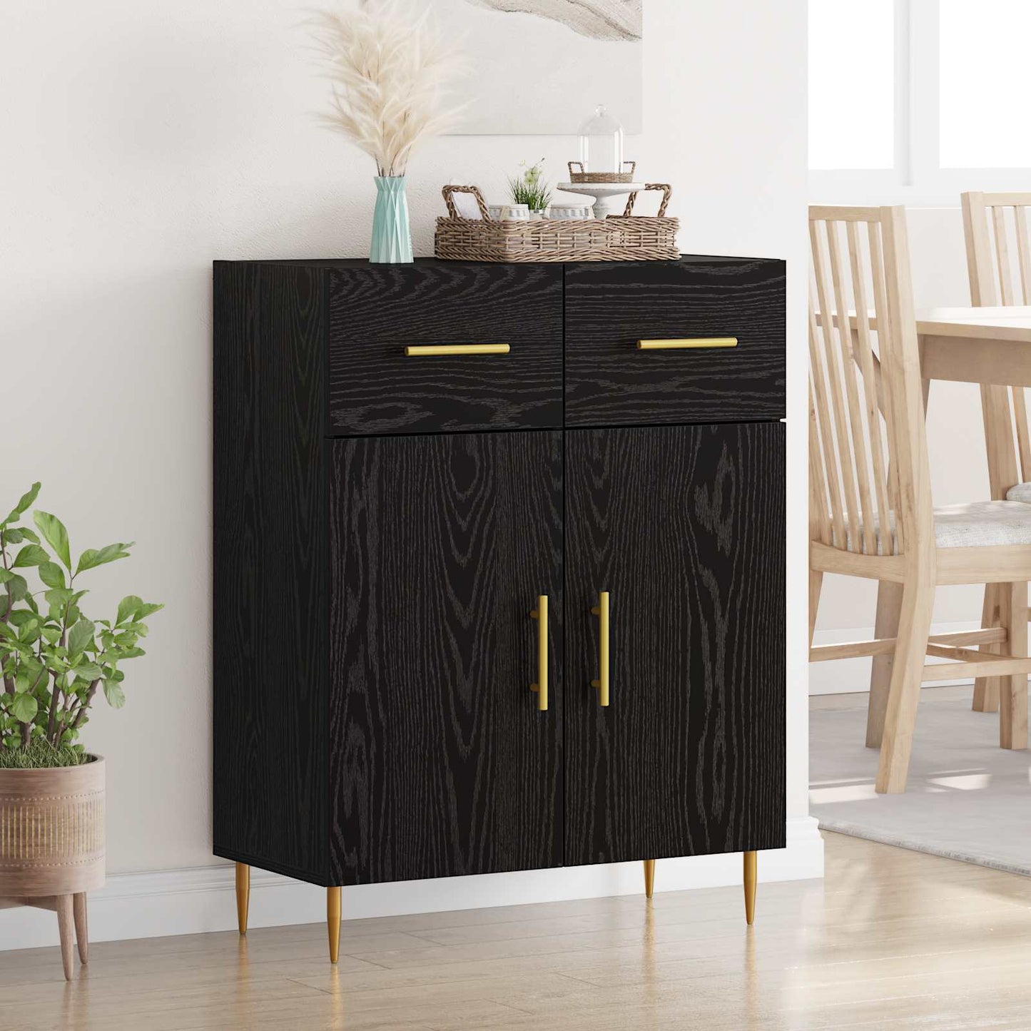 Sideboard Sort eg 69,5 x 34 x 90 cm Konstrueret træ
