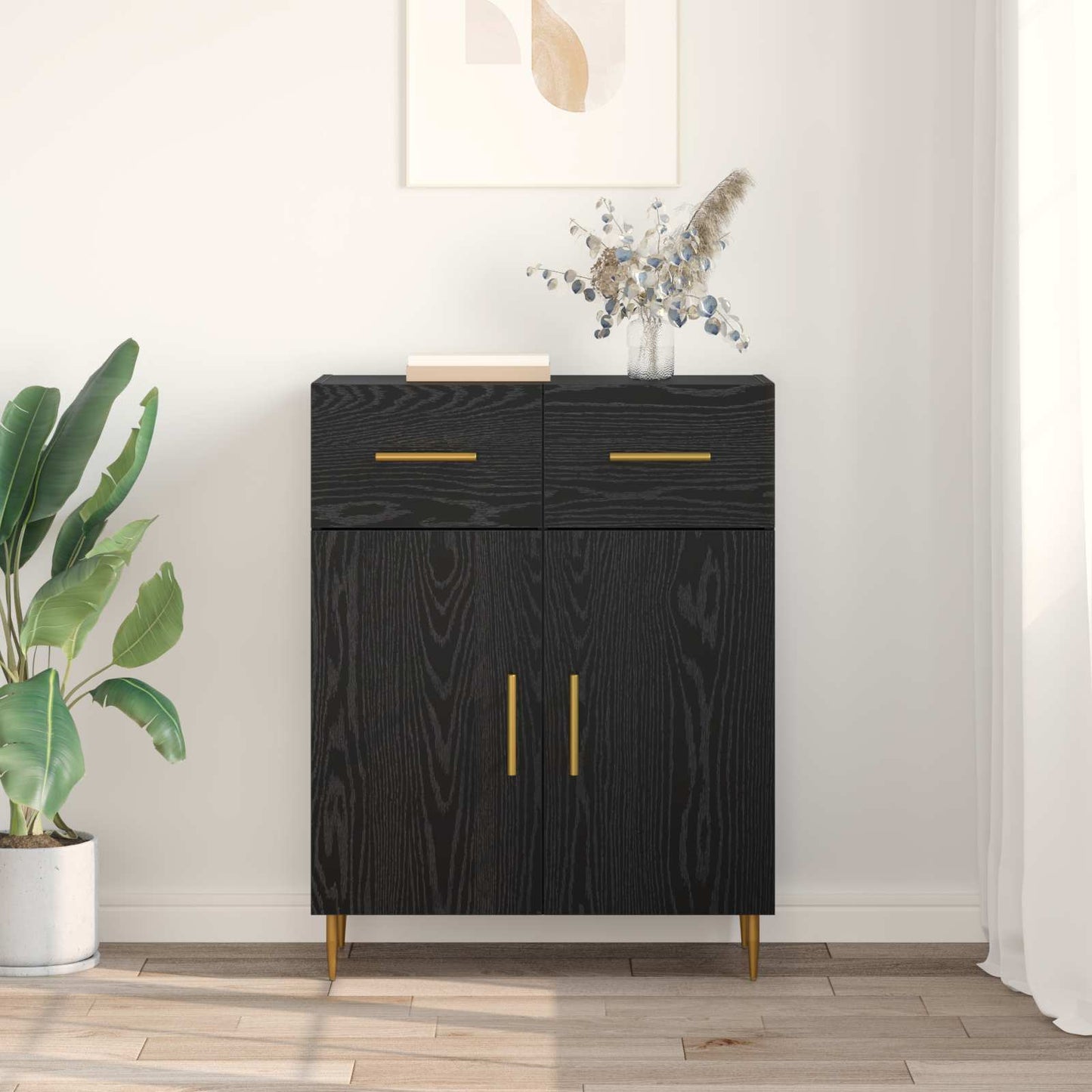 Sideboard Sort eg 69,5 x 34 x 90 cm Konstrueret træ