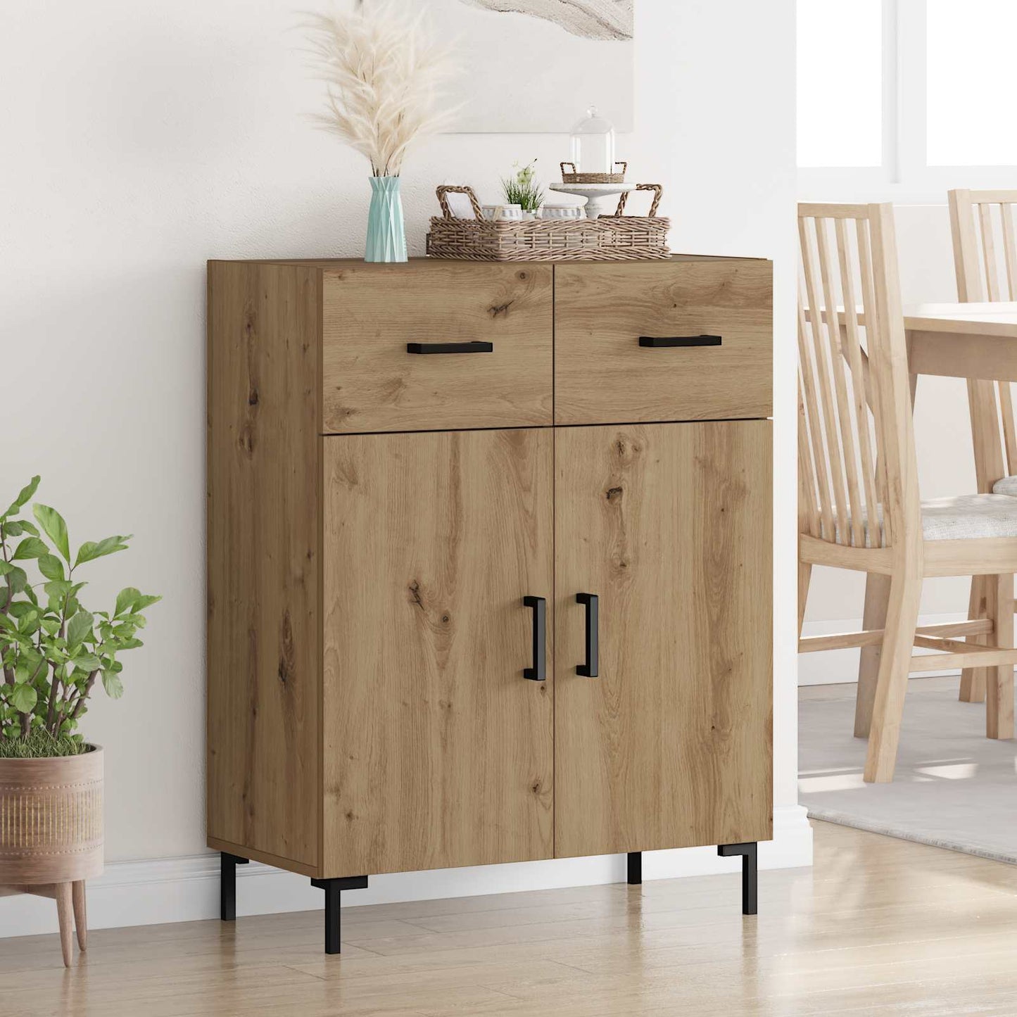 Sideboard Artisan Egetræ 69,5 x 34 x 90 cm Konstrueret træ