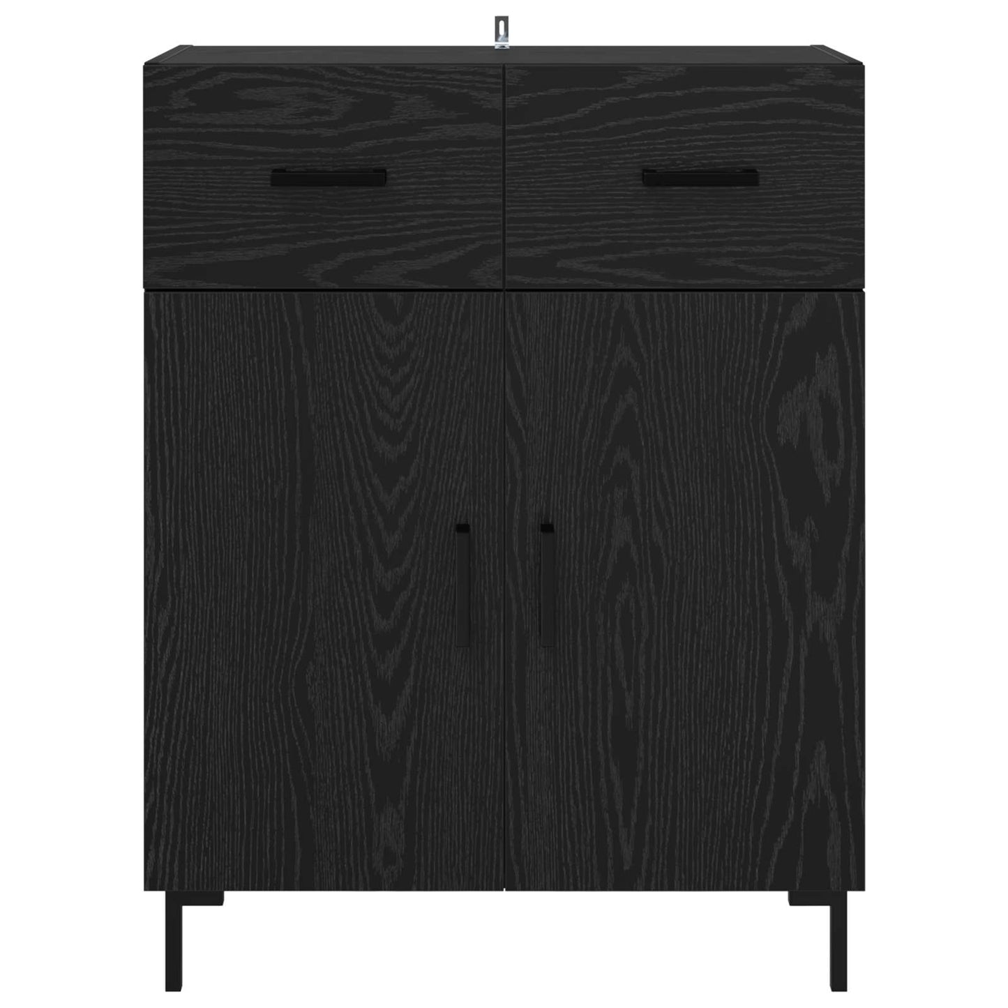 Sideboard med skuffe Sort eg 69,5 x 34 x 90 cm Konstrueret træ