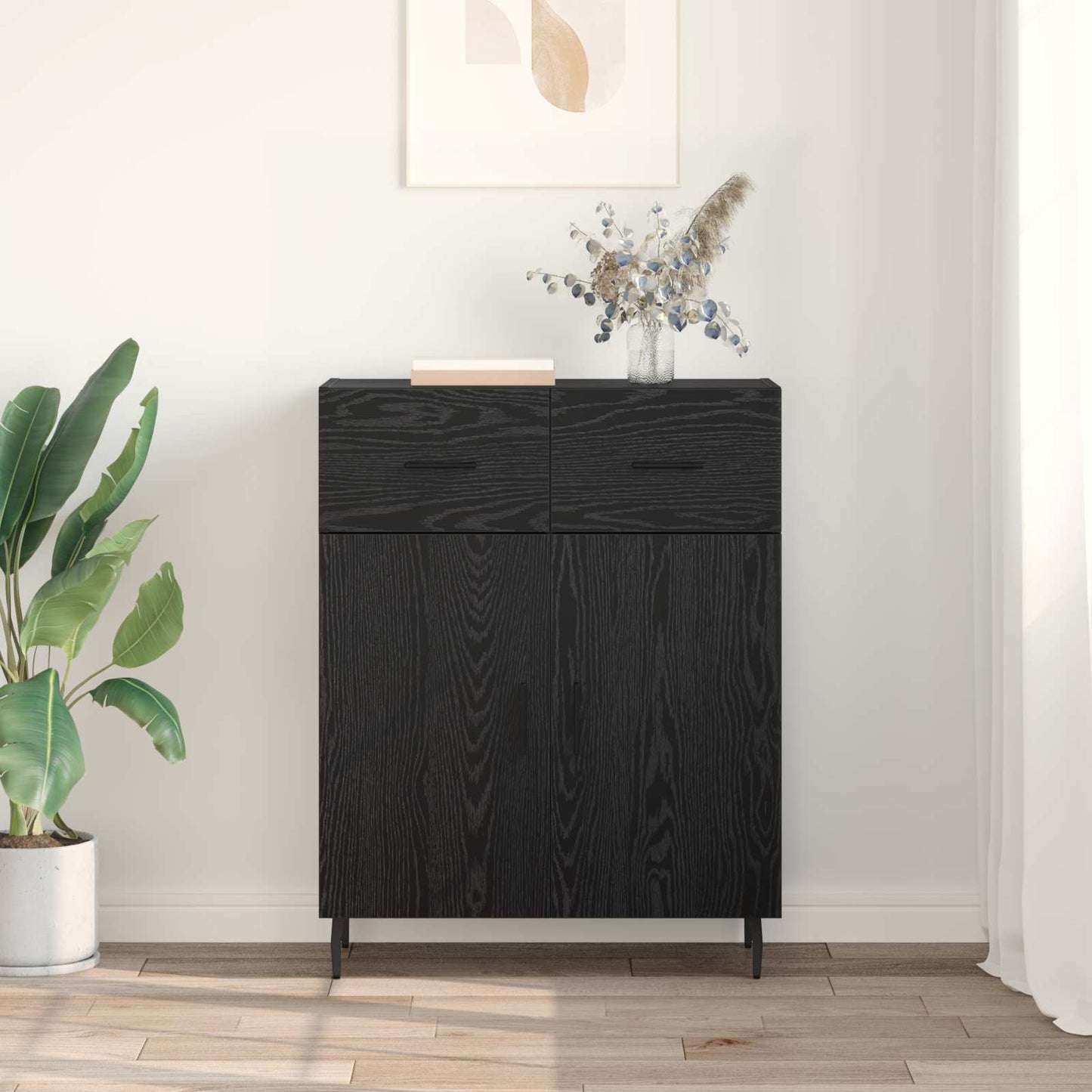 Sideboard Sort eg 69,5 x 34 x 90 cm Konstrueret træ