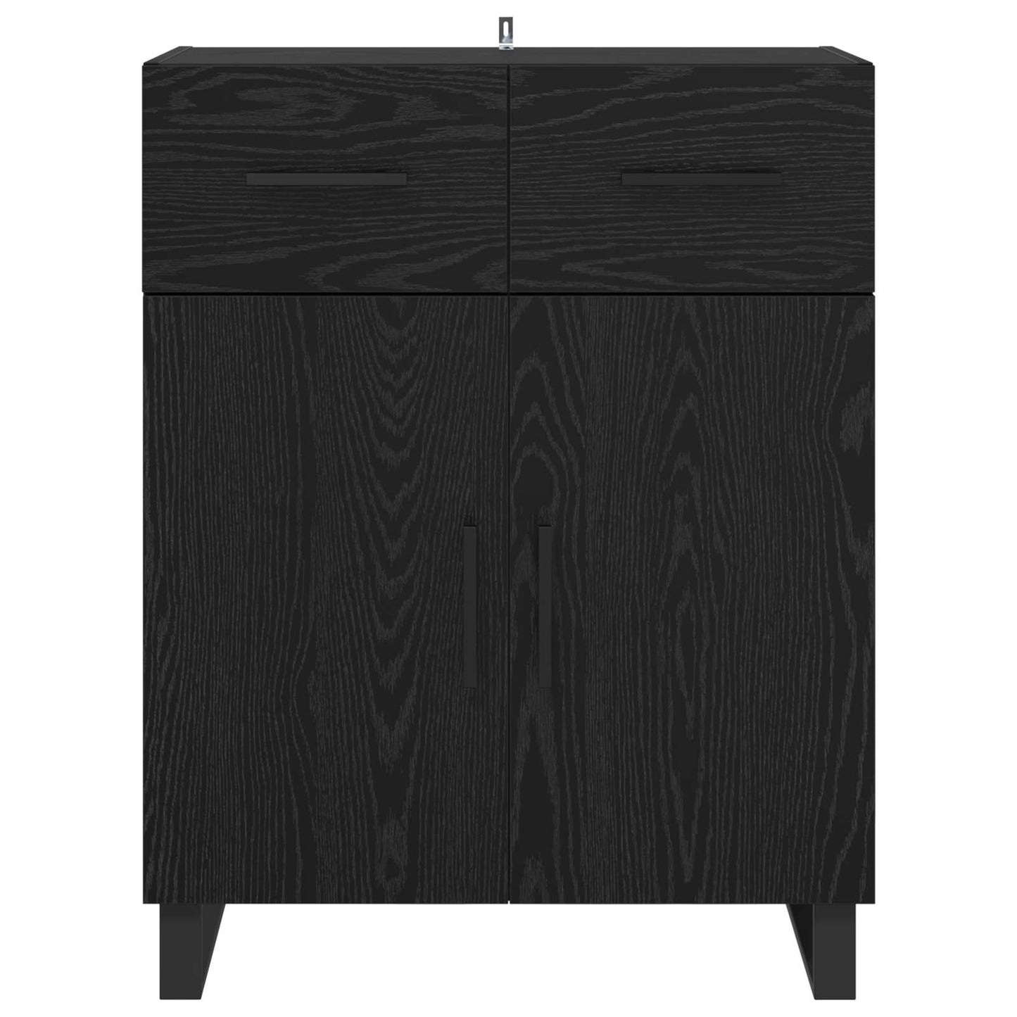 Sideboard med skuffe Sort eg 69,5 x 34 x 90 cm Konstrueret træ