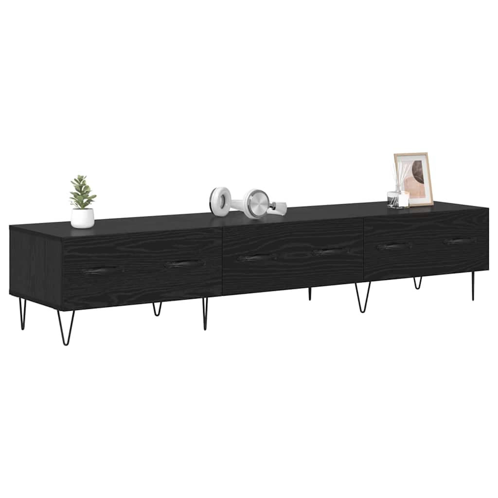 TV-skab med skuffe Sort eg 150 x 36 x 30 cm Konstrueret træ