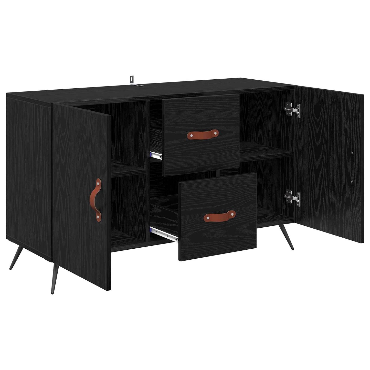 Sideboard med skuffe Sort eg 100 x 36 x 60 cm Konstrueret træ