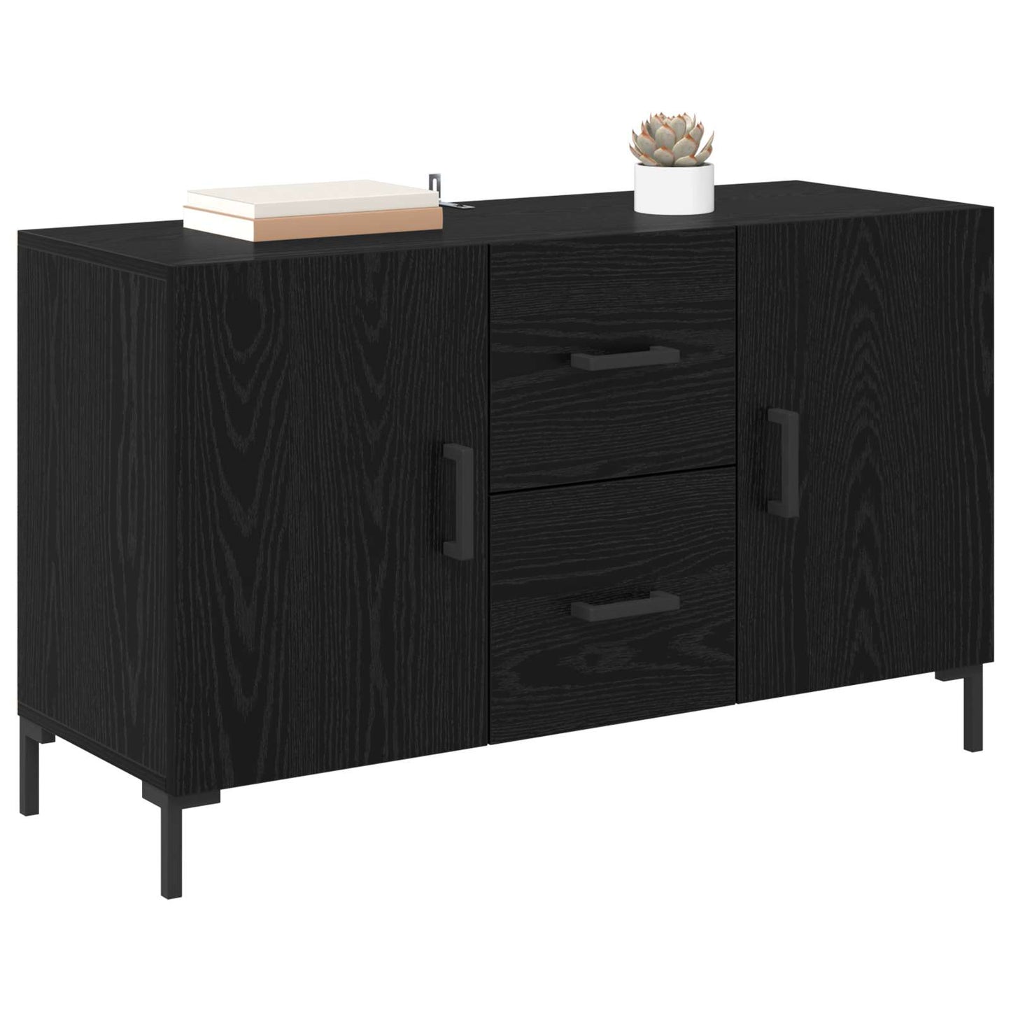 Sideboard med skuffe Sort eg 100 x 36 x 60 cm Konstrueret træ