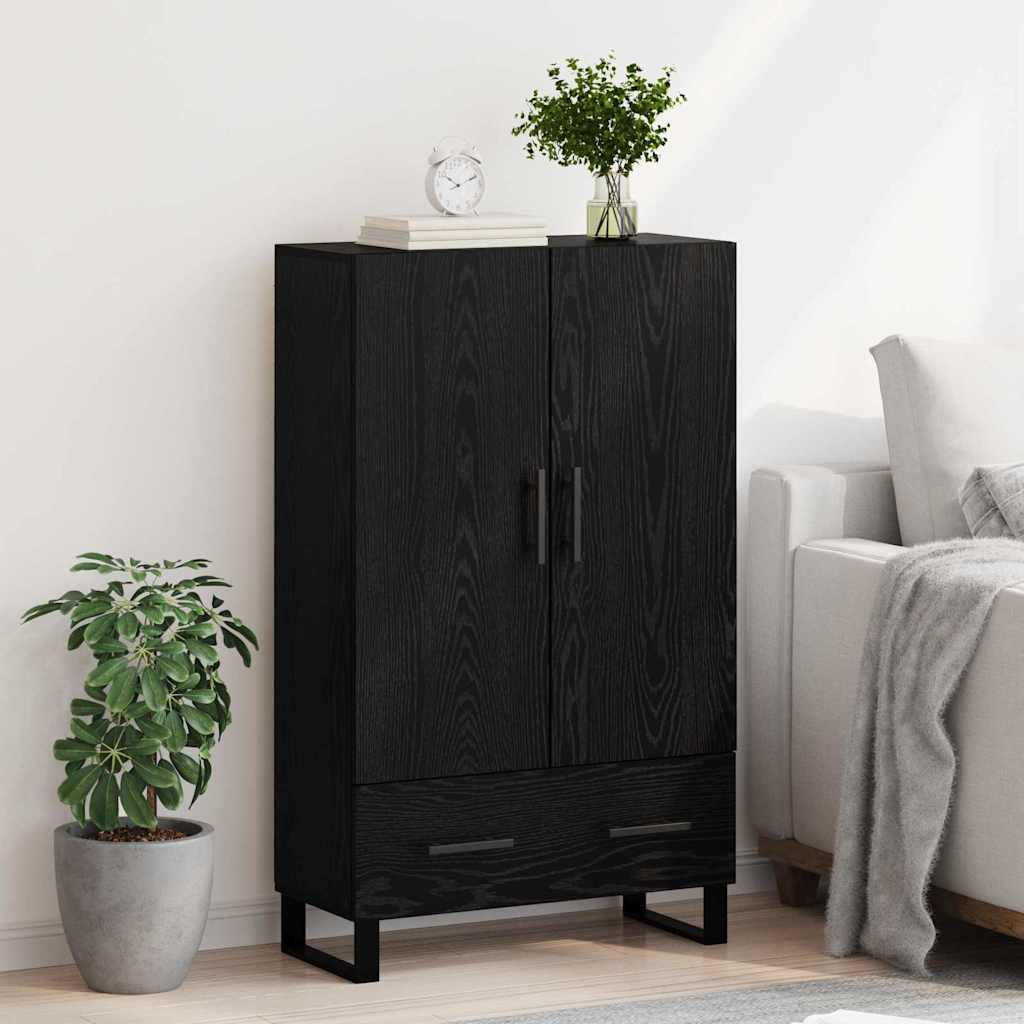 Highboard med skuffe Sort eg 69,5 x 30 x 115 cm Konstrueret træ