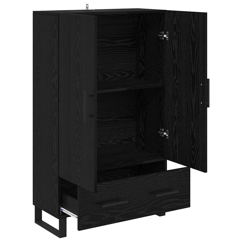 Highboard med skuffe Sort eg 69,5 x 30 x 115 cm Konstrueret træ