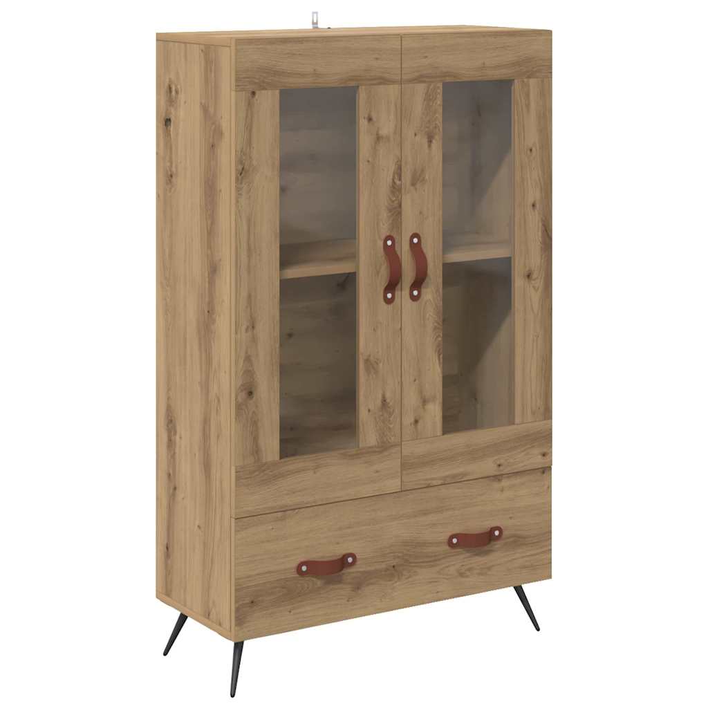 Highboard Artisan Egetræ 69,5 x 31 x 115 cm Ingeniørtræ og glas