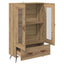 Highboard Artisan Egetræ 69,5 x 31 x 115 cm Ingeniørtræ og glas