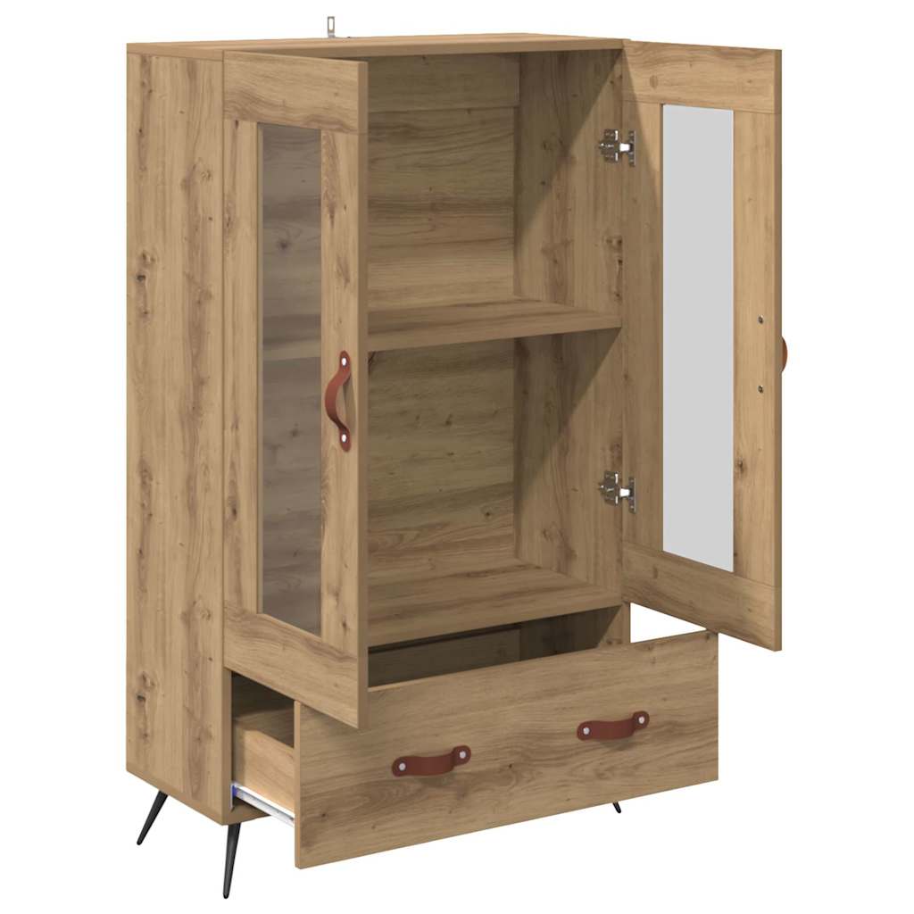 Highboard Artisan Egetræ 69,5 x 31 x 115 cm Ingeniørtræ og glas