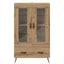 Highboard Artisan Egetræ 69,5 x 31 x 115 cm Ingeniørtræ og glas