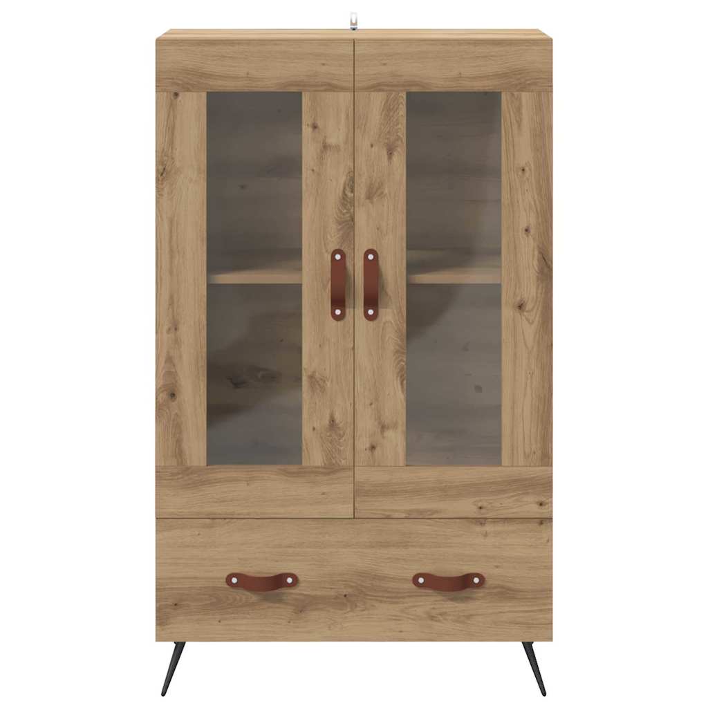 Highboard Artisan Egetræ 69,5 x 31 x 115 cm Ingeniørtræ og glas