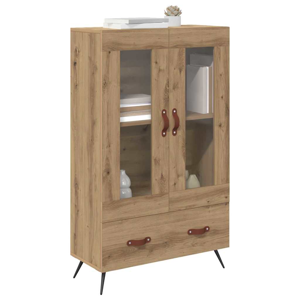 Highboard Artisan Egetræ 69,5 x 31 x 115 cm Ingeniørtræ og glas
