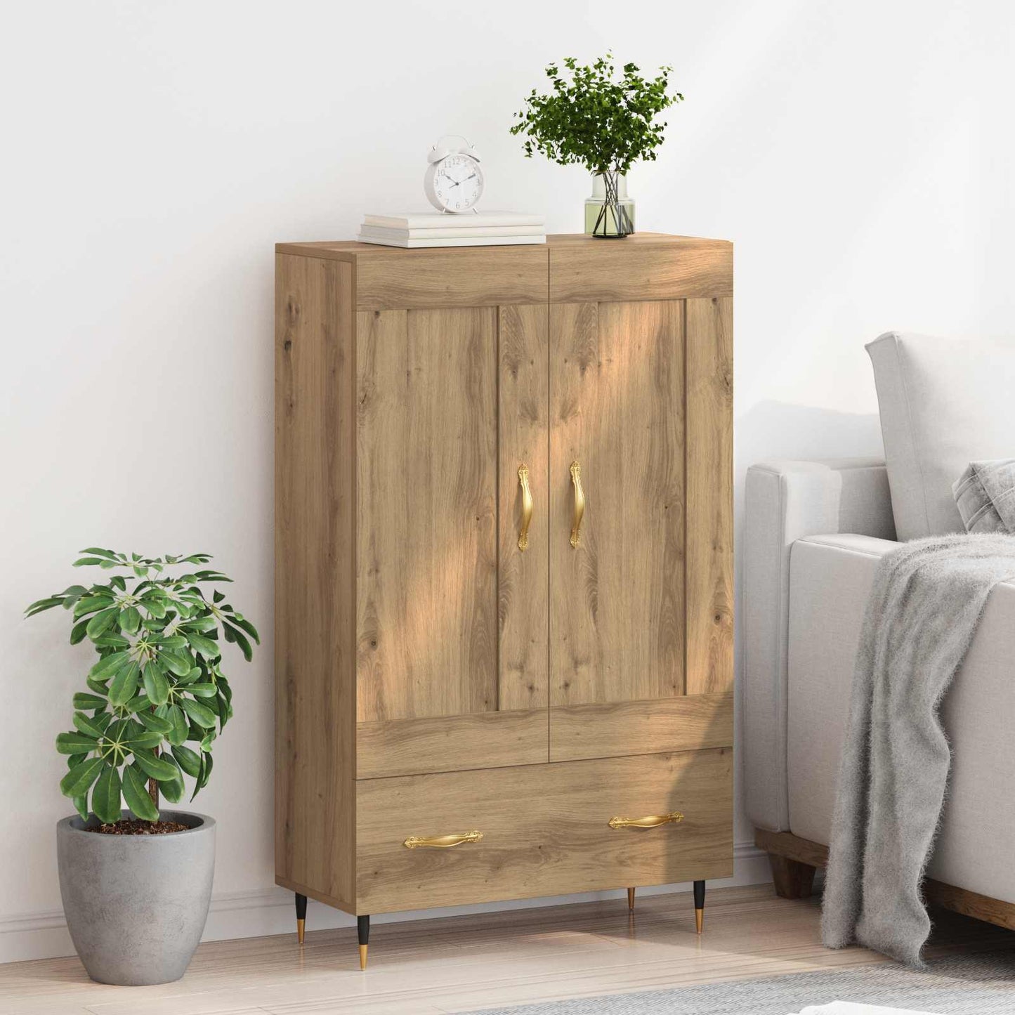 Highboard Artisan Egetræ 69,5 x 31 x 115 cm Konstrueret træ