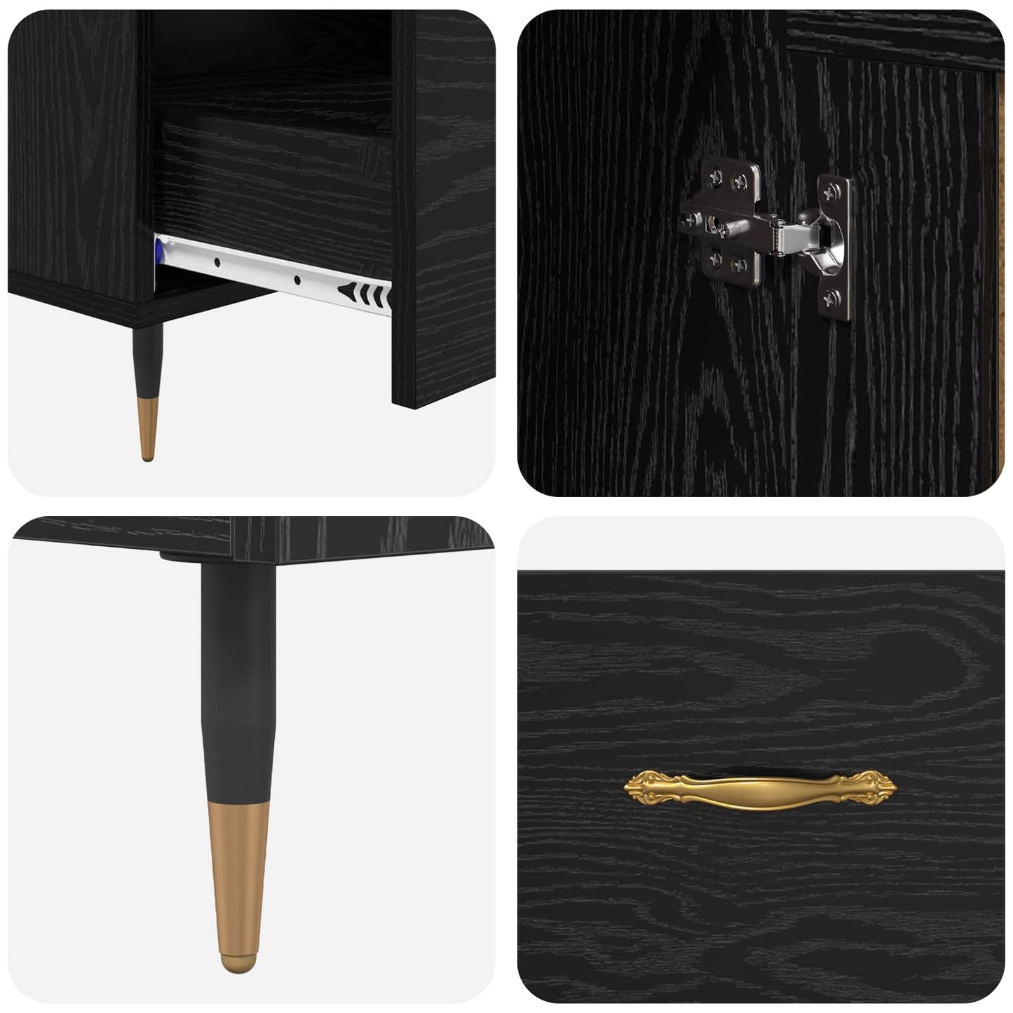 Highboard med skuffe Sort eg 69,5 x 31 x 115 cm Konstrueret træ