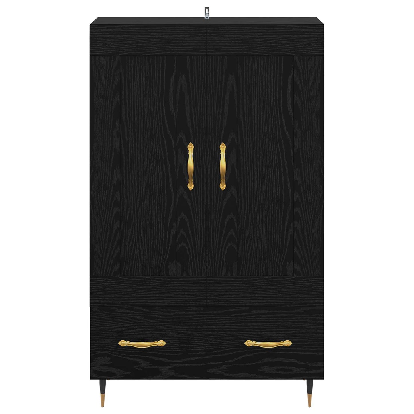 Highboard med skuffe Sort eg 69,5 x 31 x 115 cm Konstrueret træ