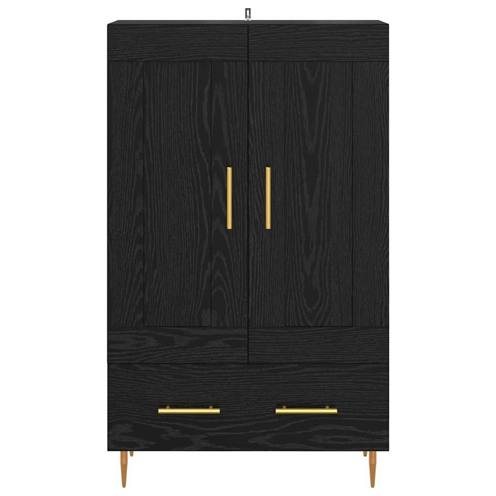 Highboard med skuffe Sort eg 69,5 x 31 x 115 cm Konstrueret træ