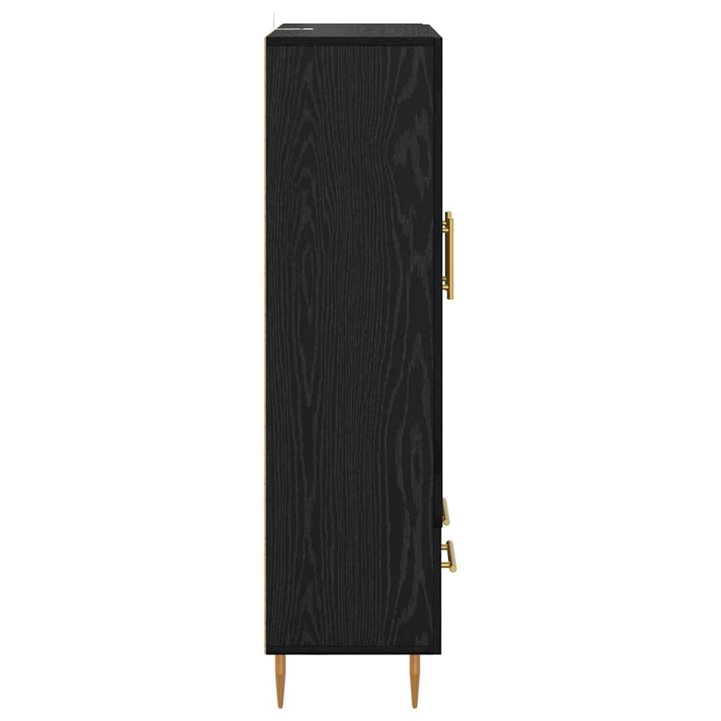 Highboard med skuffe Sort eg 69,5 x 31 x 115 cm Konstrueret træ