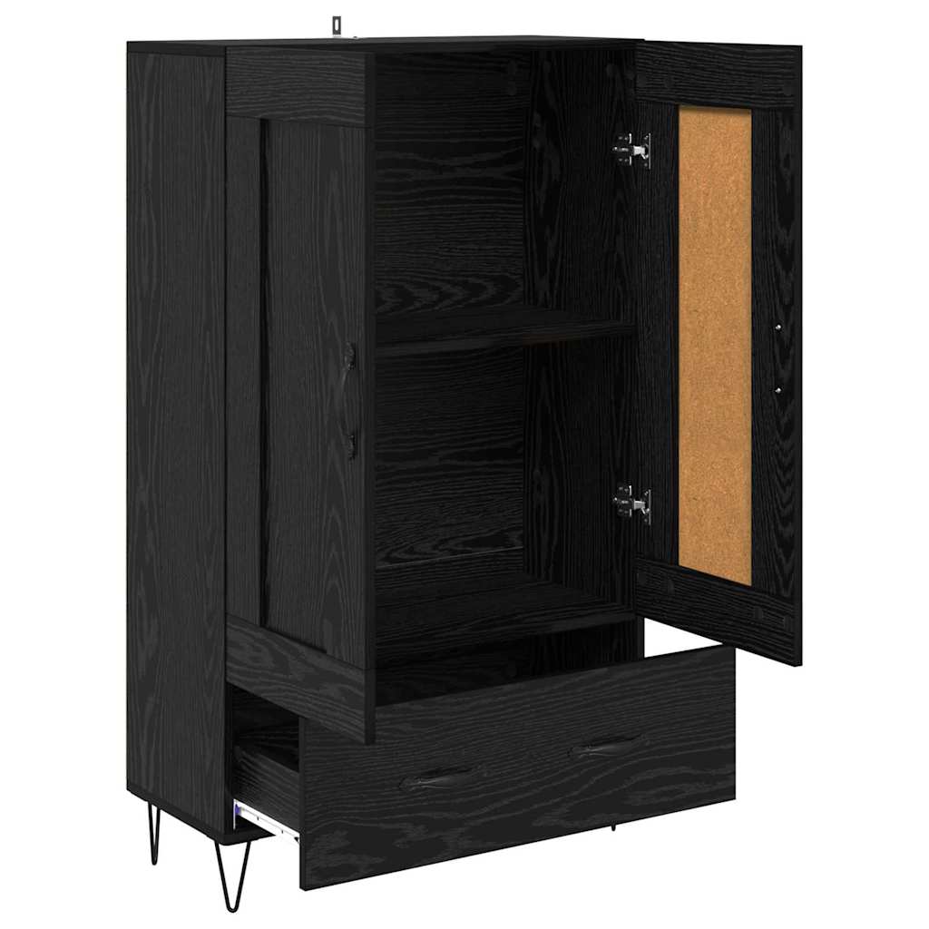 Highboard med skuffe Sort eg 69,5 x 31 x 115 cm Konstrueret træ