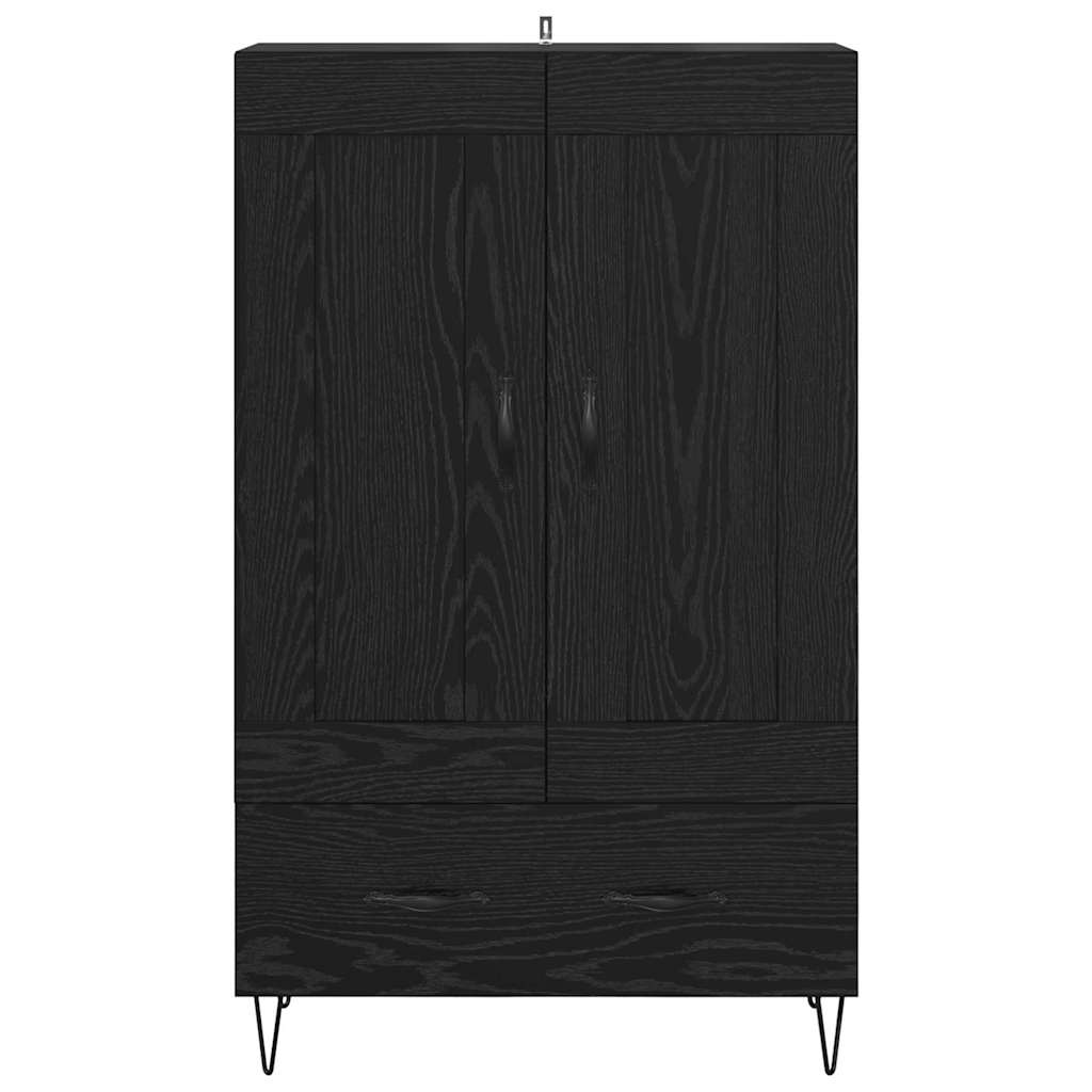 Highboard med skuffe Sort eg 69,5 x 31 x 115 cm Konstrueret træ