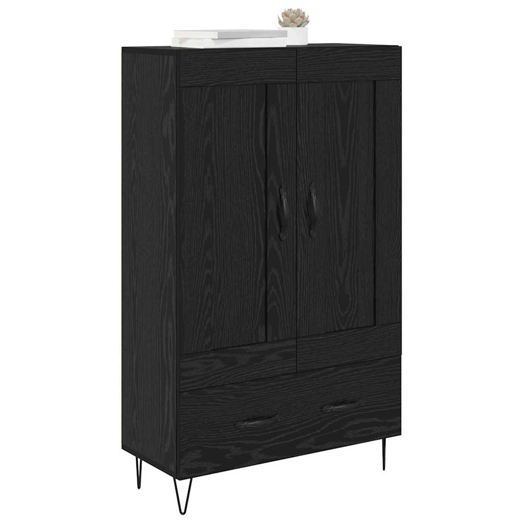 Highboard med skuffe Sort eg 69,5 x 31 x 115 cm Konstrueret træ