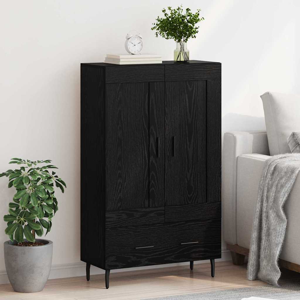 Highboard med skuffe Sort eg 69,5 x 31 x 115 cm Konstrueret træ