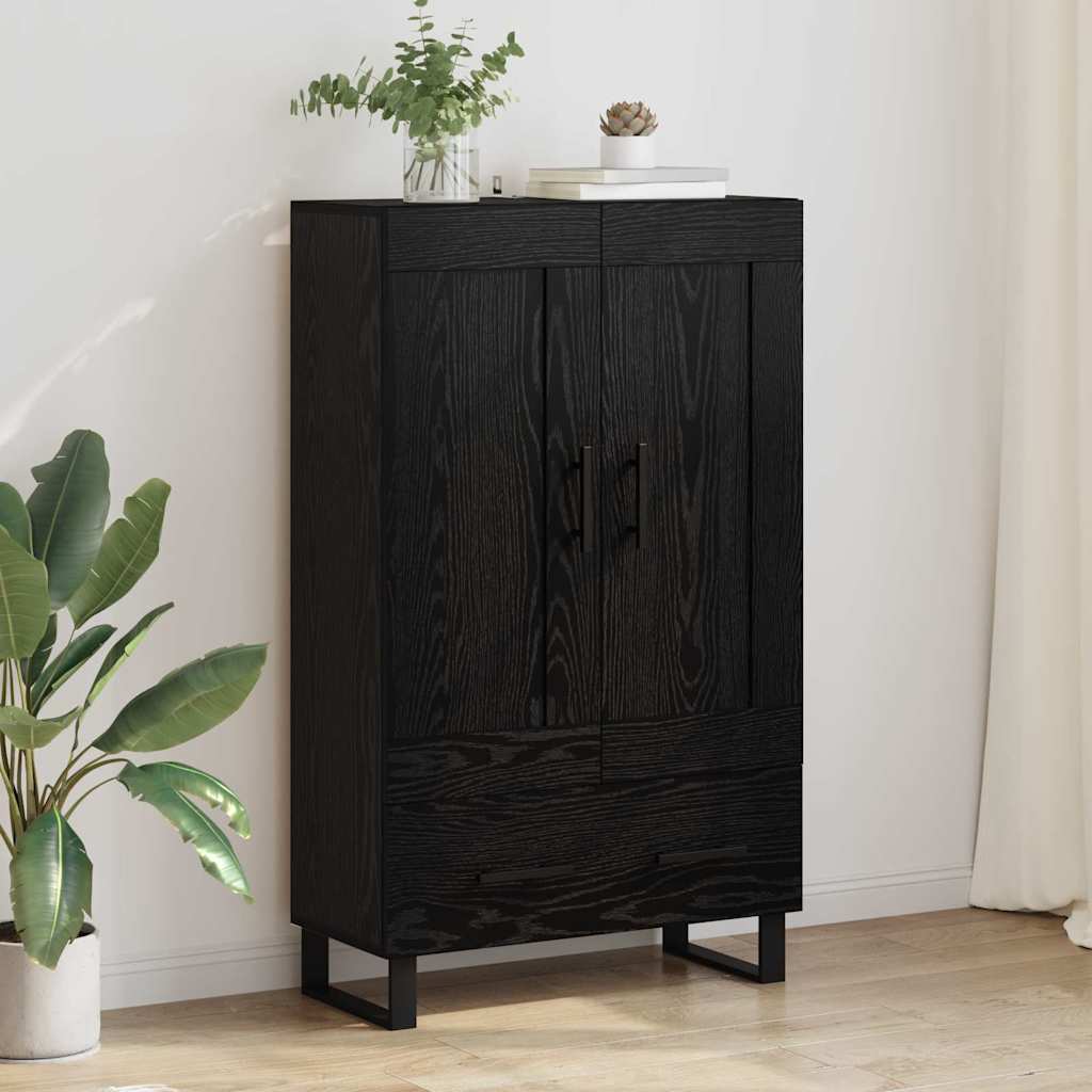 Highboard med skuffe Sort eg 69,5 x 31 x 115 cm Konstrueret træ