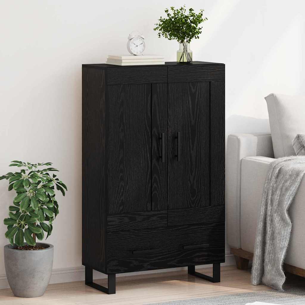 Highboard med skuffe Sort eg 69,5 x 31 x 115 cm Konstrueret træ