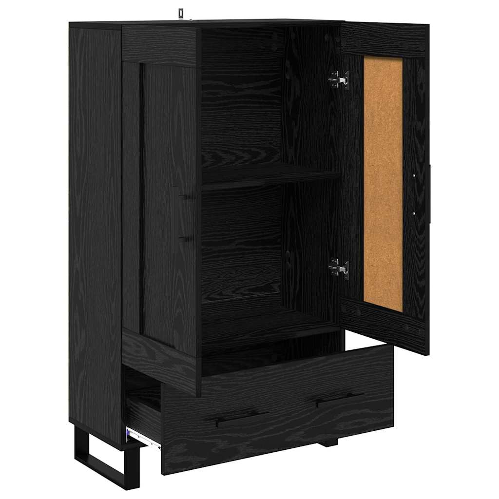 Highboard med skuffe Sort eg 69,5 x 31 x 115 cm Konstrueret træ