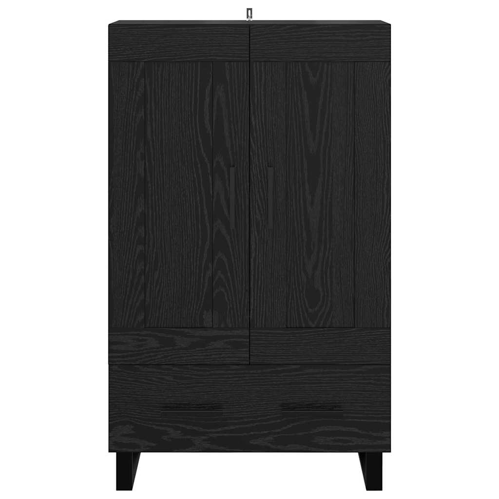 Highboard med skuffe Sort eg 69,5 x 31 x 115 cm Konstrueret træ
