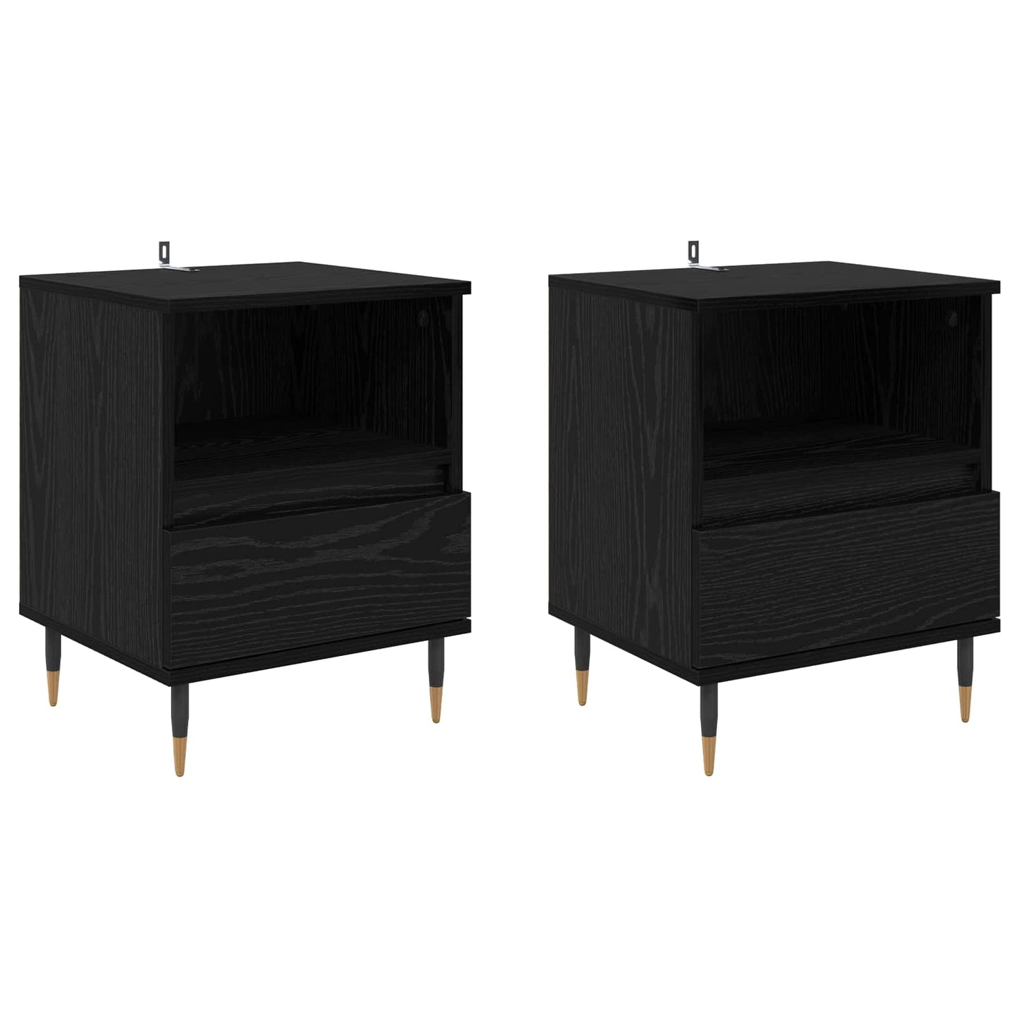 Natskab 2 pcs Sort eg 40 x 35 x 50 cm Konstrueret træ