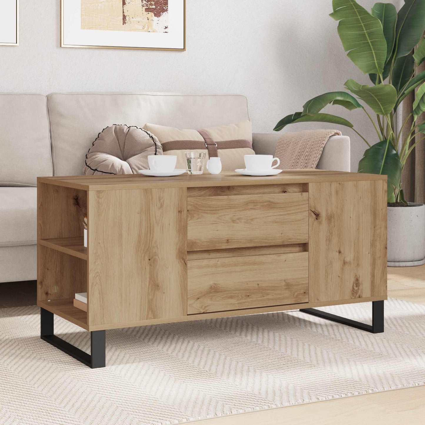 Sofabord Artisan Egetræ 102 x 44,5 x 50 cm Konstrueret træ