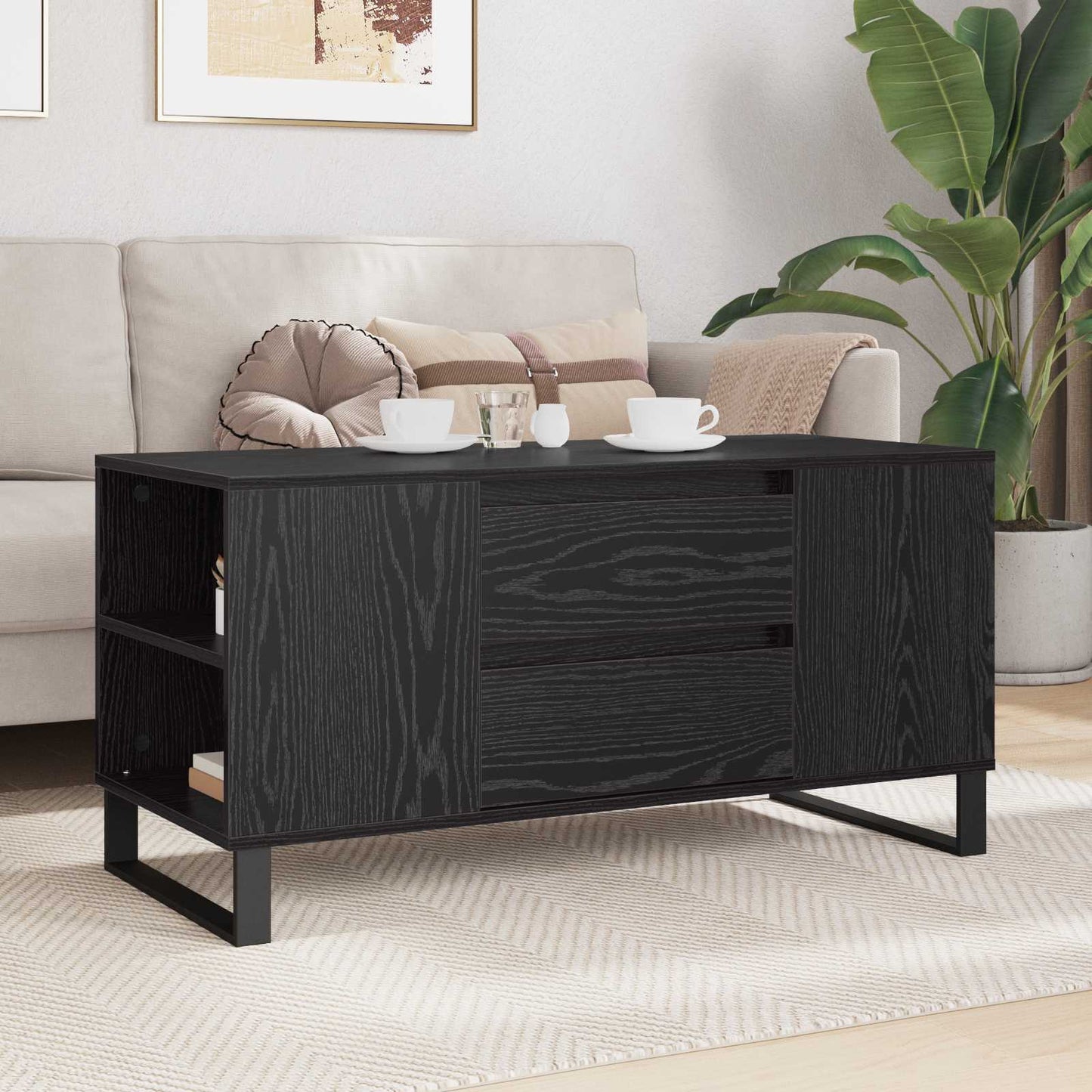 Sofabord Sort eg 102 x 44,5 x 50 cm Konstrueret træ