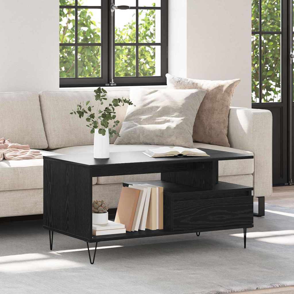 Sofabord Sort eg 90 x 49 x 45 cm Konstrueret træ