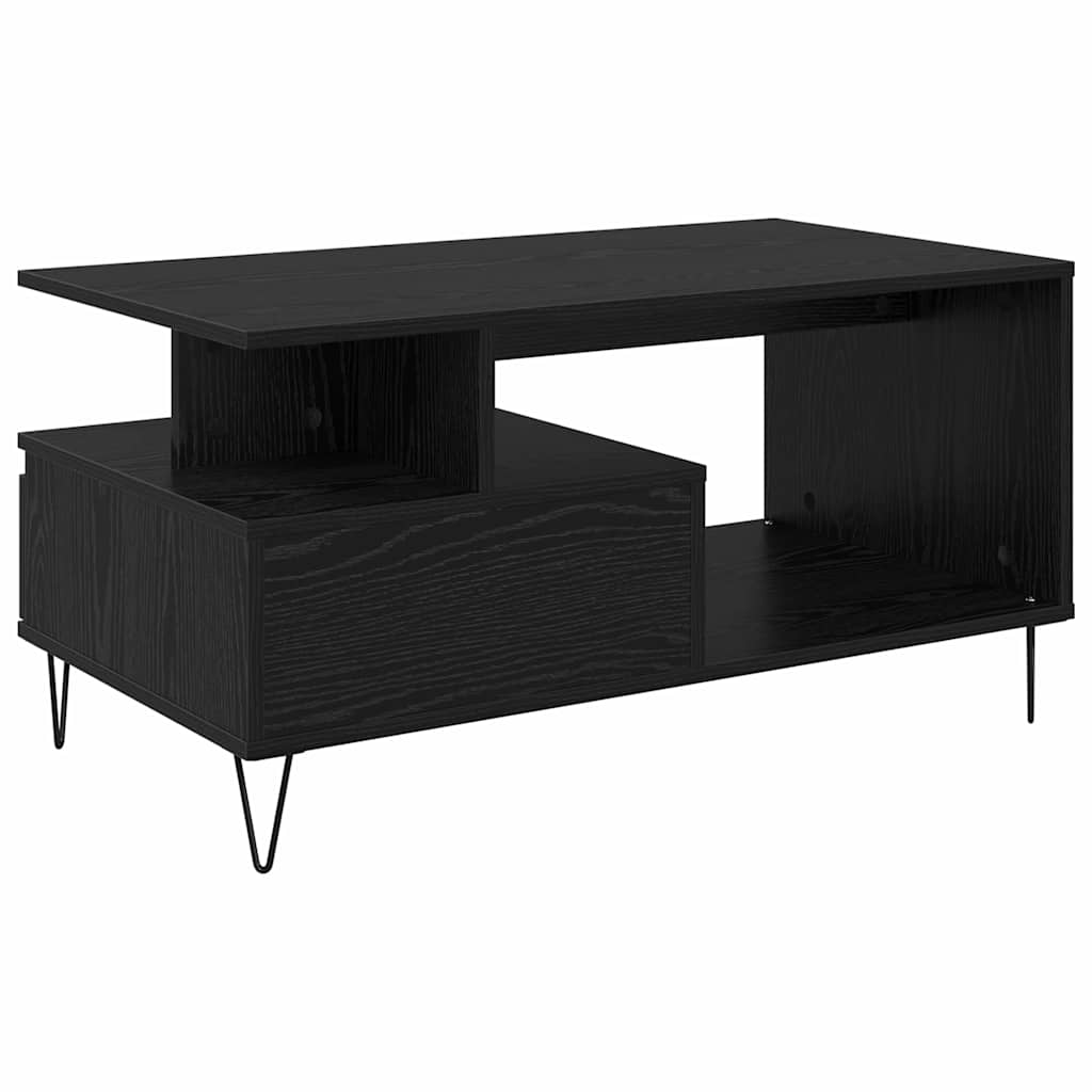 Sofabord med skuffe Sort eg 90 x 49 x 45 cm Konstrueret træ