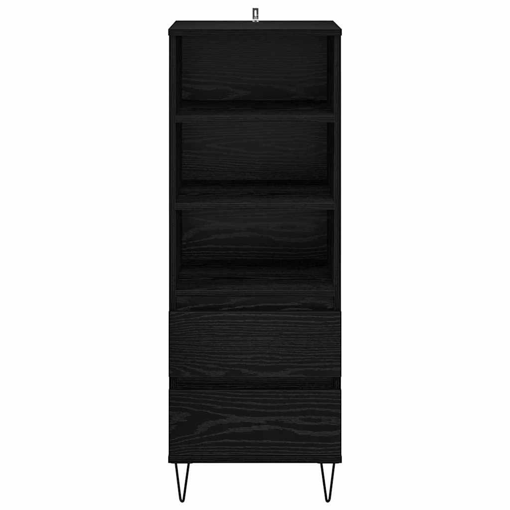 Highboard med skuffe Sort eg 40 x 36 x 110 cm Konstrueret træ